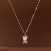 925 Silver Teddy Bear Shape Heart Pendant With Chain